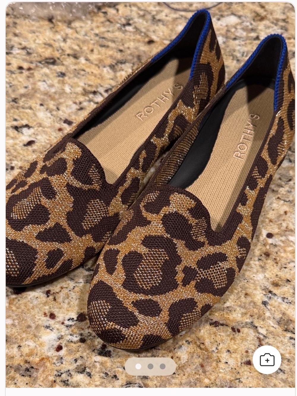 Rothy's metallic Leopard Print Brown & Tan Flats